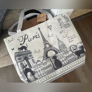 Paris Canvas Tote Bag with Eiffel Tower Print